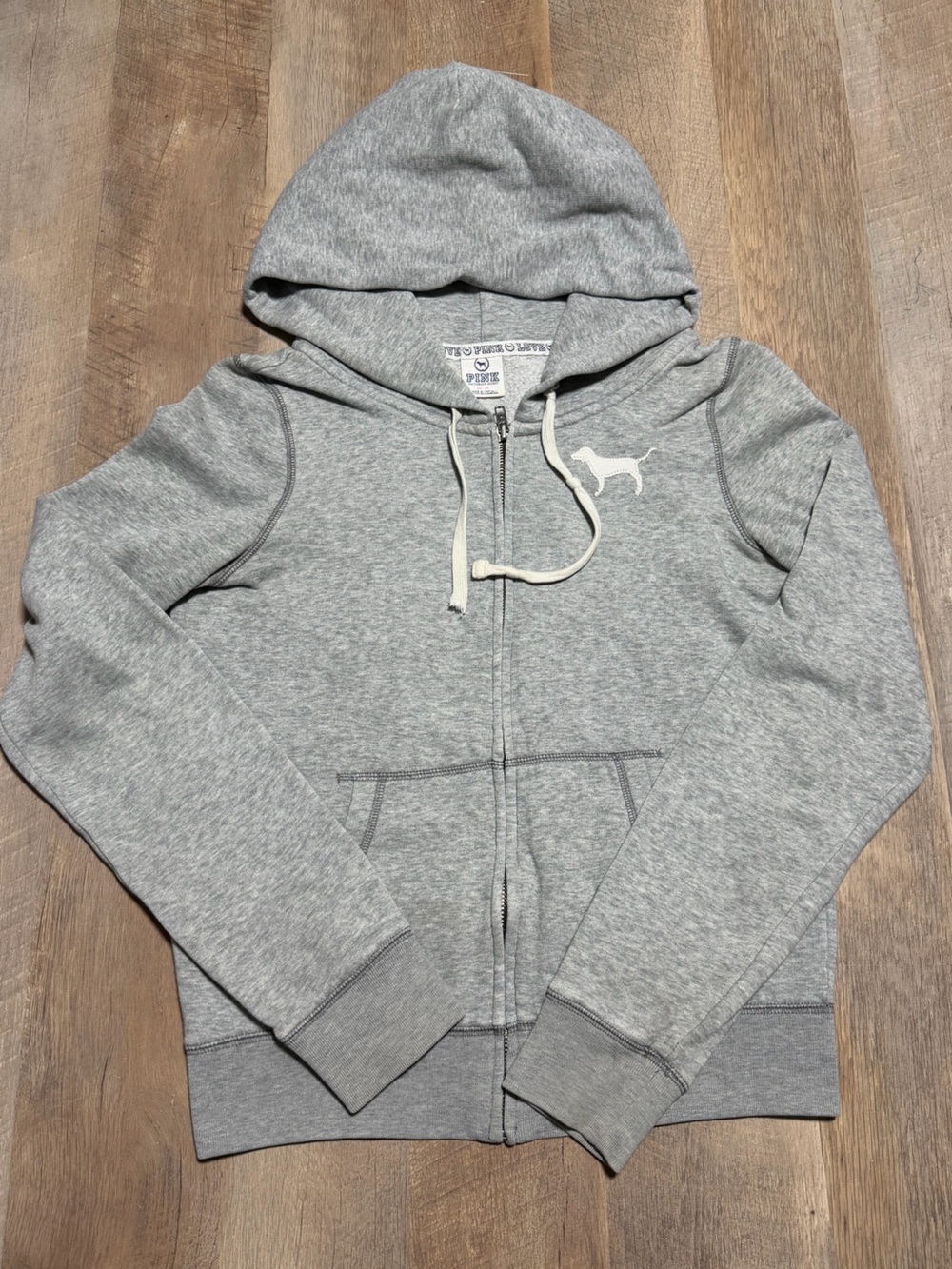Victoria’s Secret PINK Love Pink Gray Full Zip Hoodie Size Medium